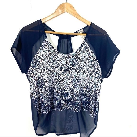 High Low Flowy Sheer Crop Top med - Picture 1 of 8